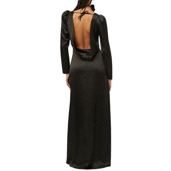 WEWOREWHAT Cowl Back Mini Polka Dot Black Maxi Dress - Size 6 - NWT - Picture 4 of 5
